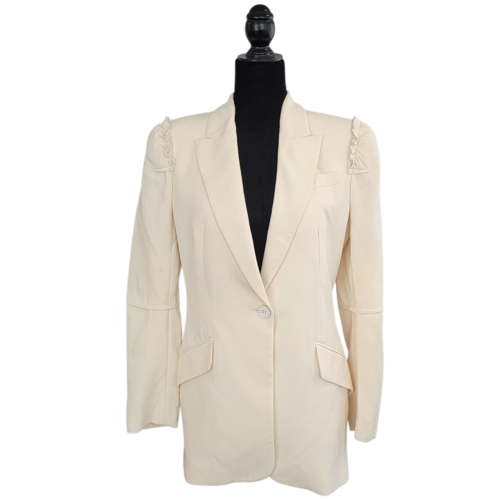 Alexander McQueen Off White Blazer Size 46 Made In Italy Wool Silk Blend